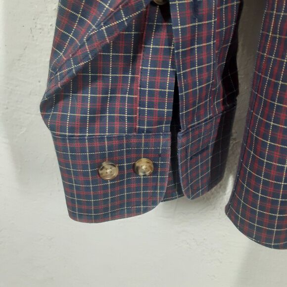 Brooks Brothers Adult Mens L Blue Red Plaid Long Sleeve Button Up Shirt Non Iron - Picture 4 of 8